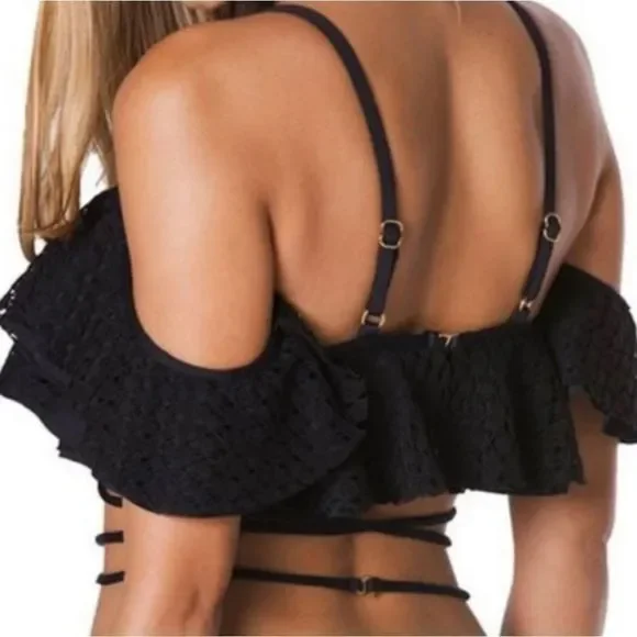 5x$25 Montce solid black ruffle Bikini top only size XS - Picture 11 of 11